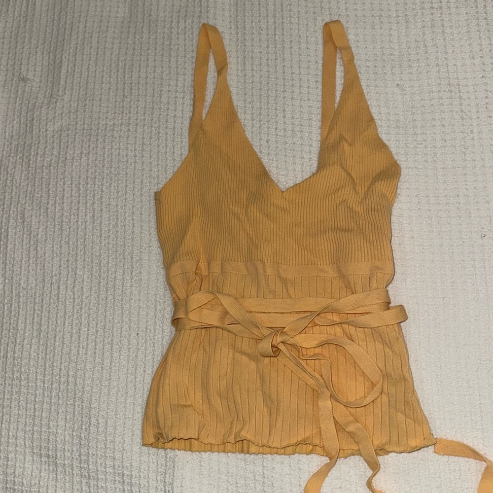 Zara Orange Cream Ribbed Top